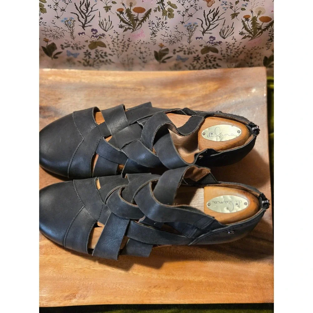 Cobb Hill Leather Strappy Block Heel Sandals Navy Blue Women's Size 8